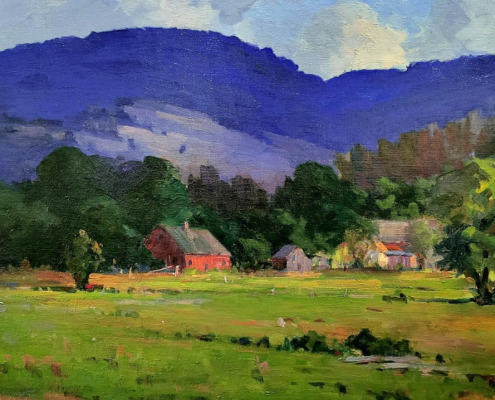 Blue Hill-Red Barn (1929), Marian Parkhurst Sloane, Oil on canvas, 26 x 32 in.