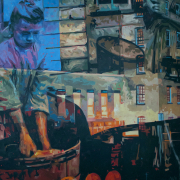 Washer Woman, Wendy James, Oil on canvas, 36 x 24 in.