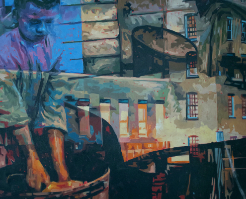 Washer Woman, Wendy James, Oil on canvas, 36 x 24 in.
